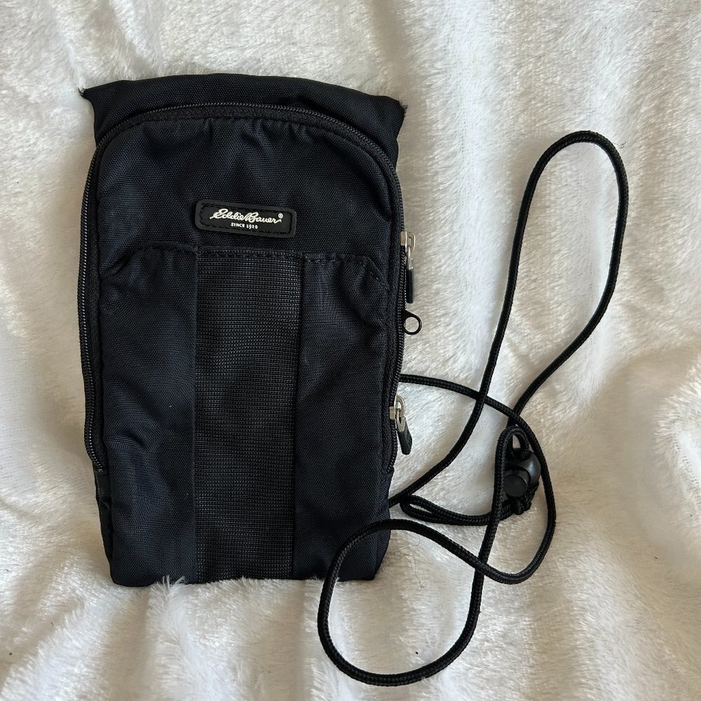 Eddie Bauer Zip Pouch Camera Pouch Phone Pouch Shoulder Bag VTG Black